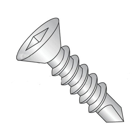Newport Fasteners Self-Drilling Screw, #6 x 3/4 in, Plain 410 Stainless Steel Flat Head Square Drive, 1000 PK 936366-1000